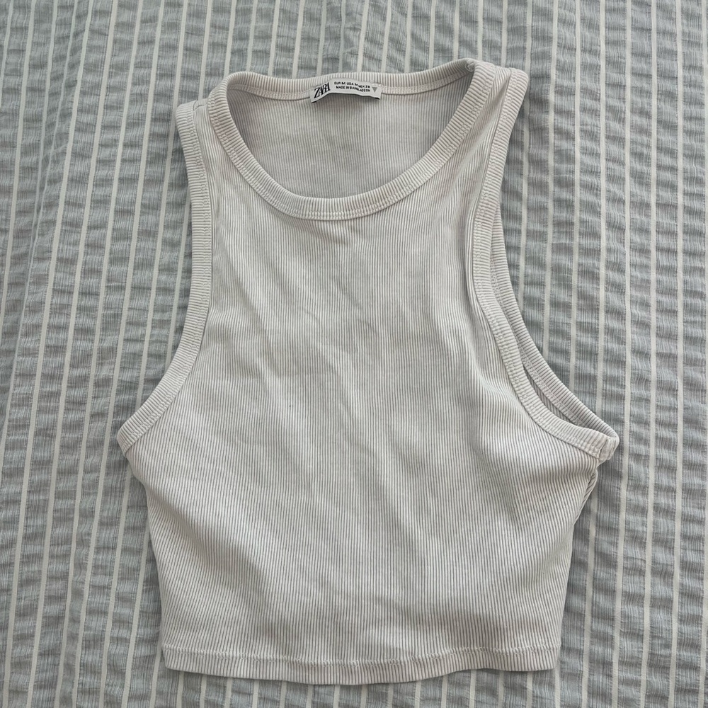 white zara tank top